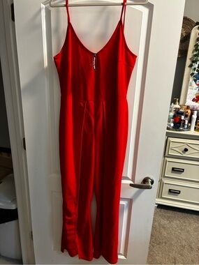 Simply Be Red Sleeveless V‑Neck Jumpsuit